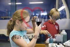 Ein Mädchen und ein Junge arbeiten in einem Labor
